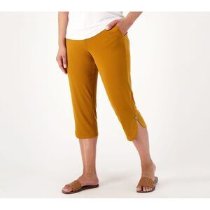 Susan Graver Women's Petite Pants 1XP r Pet Liquid Knit Slim Leg Brown A602036